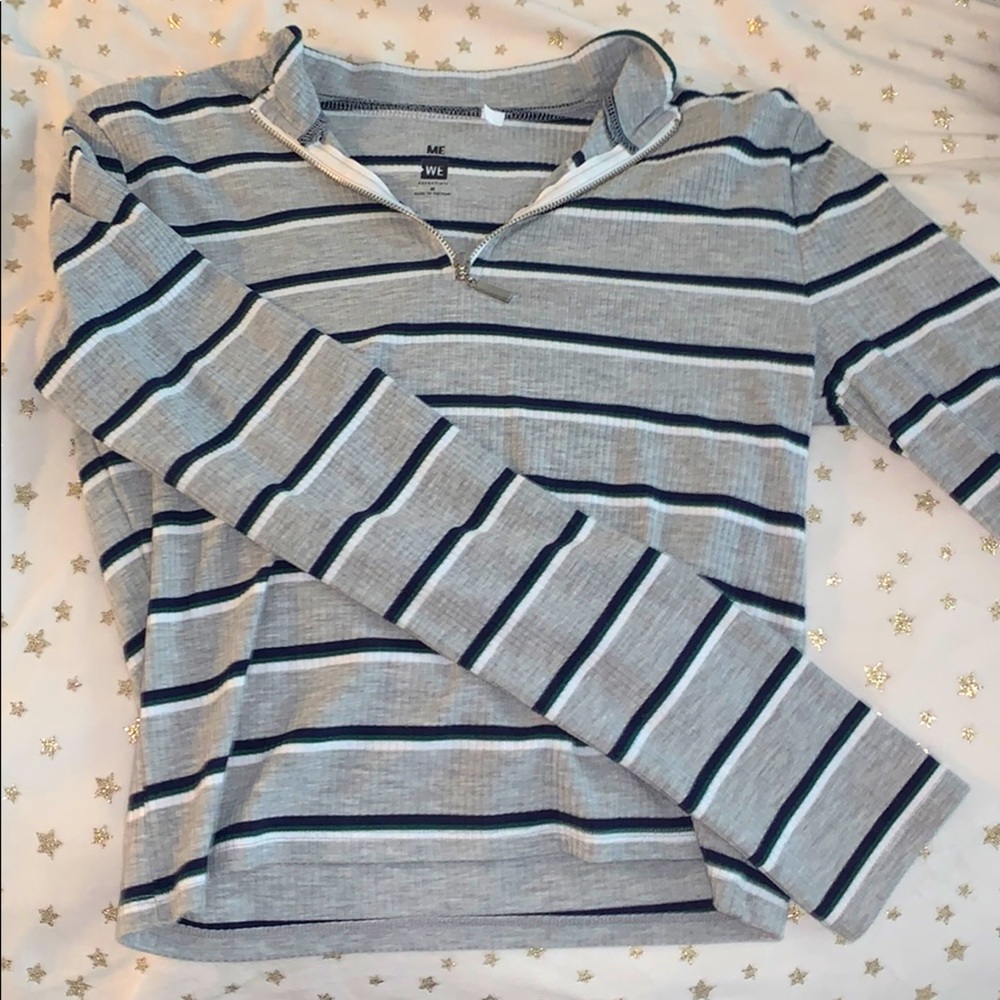 Me to We crop stripped pullover